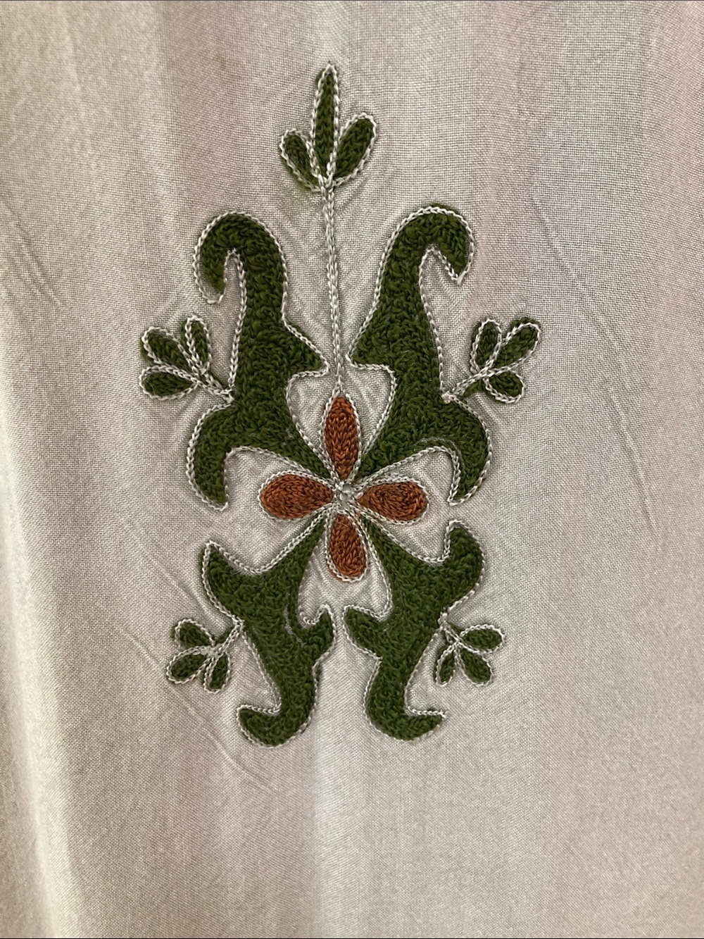 Indian Viscose Adjustable Maxi Dress Light Green with Gorgeous Hand Embroidery - Picture 6 of 9